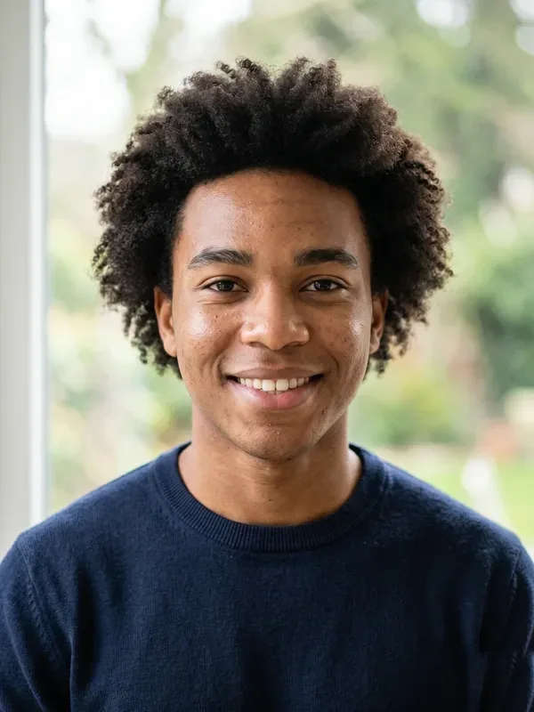 Before: A tall afro taken down to a close #1 buzz along his hairline.