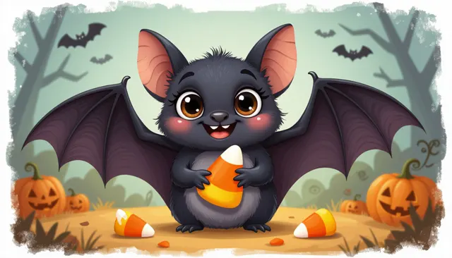 Chauve-souris souriante et bonbons