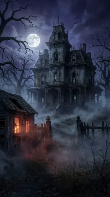 Manoir hanté sous la lune