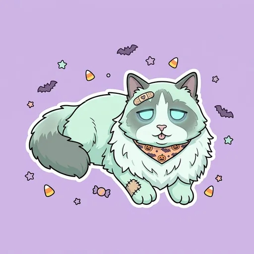 Cute zombie cat made from a photo of a ragdoll cat