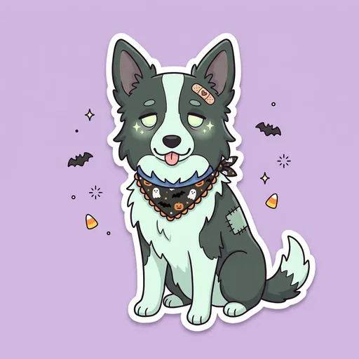 Cute zombie dog made from a photo of a border collie