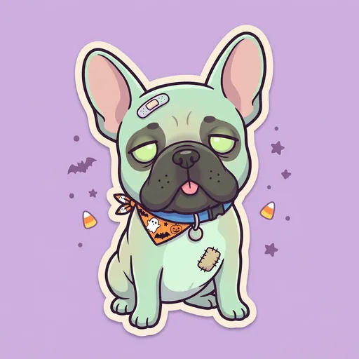 Cute zombie dog made from a photo of a French bulldog